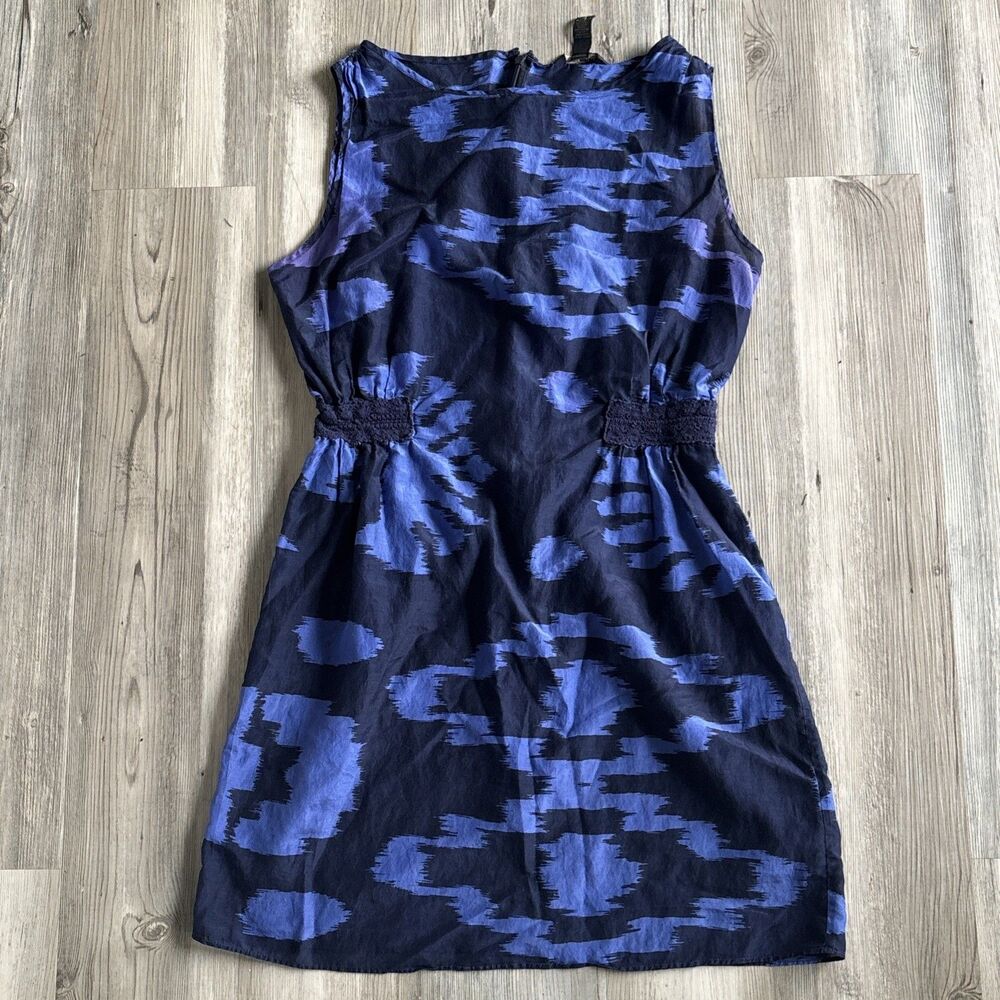 Banana Republic Sz 8 Silk Blend Navy Blue Dress Sleeveless Shift Dress - Picture 3 of 8